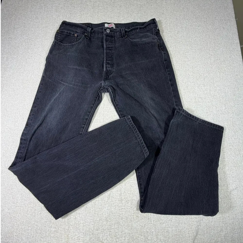 Levi’s 501 Men Black 38x38 Button Fly 5 Pocket Denim Jeans Made in Mexico Casual